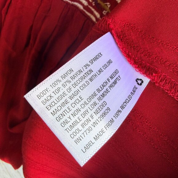 Knox Rose Long Sleeve V-Neck Floral Embroidered Boho Blouse  Women's Size S. - Picture 4 of 9